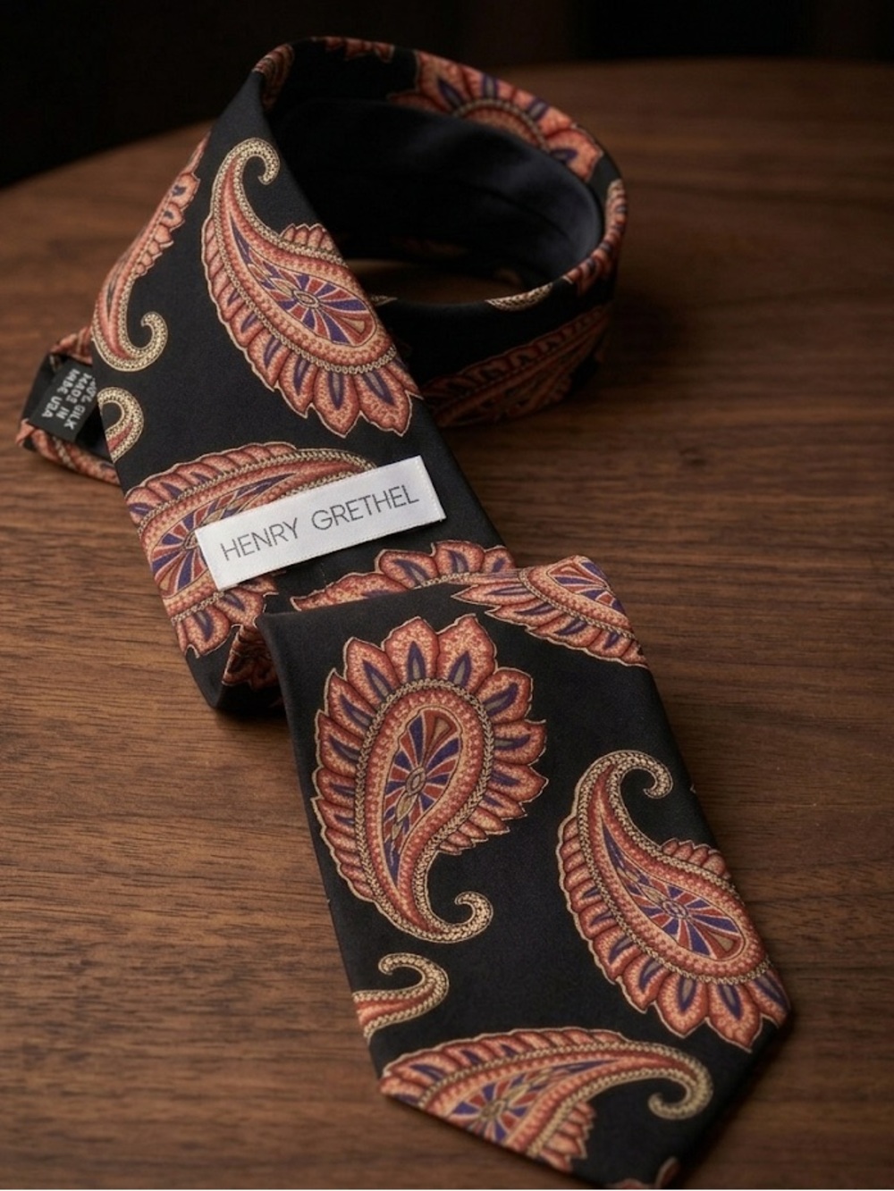 Henry Grethel Black Silk Paisley Tie